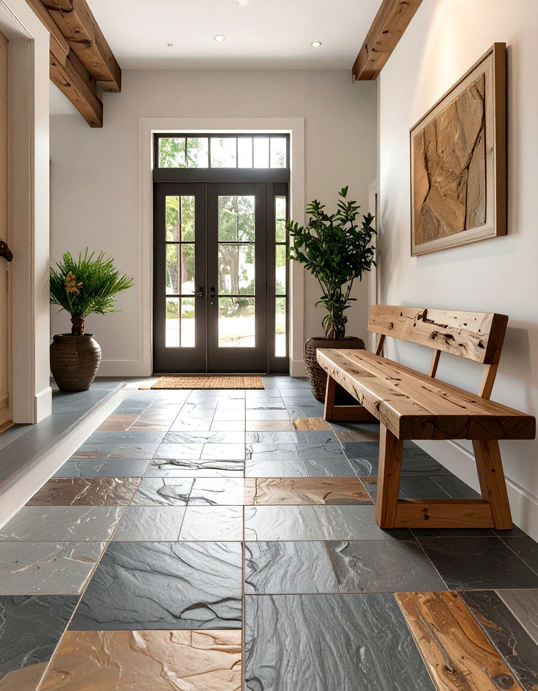 Natural Slate Stone Flooring - 30 texture in interior design ideas