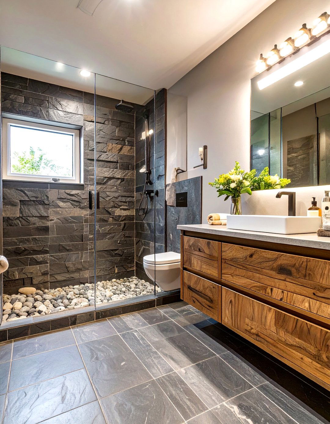 Natural Slate Tile Bathroom Flooring - 30 bathroom flooring ideas