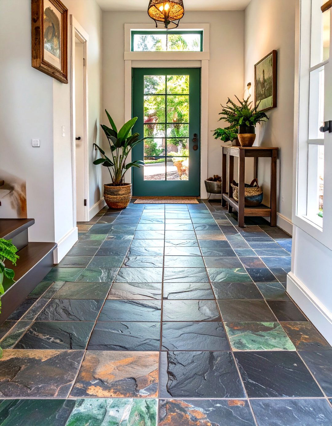 Natural Slate Tile Floor - 30 small entryway tile floor ideas