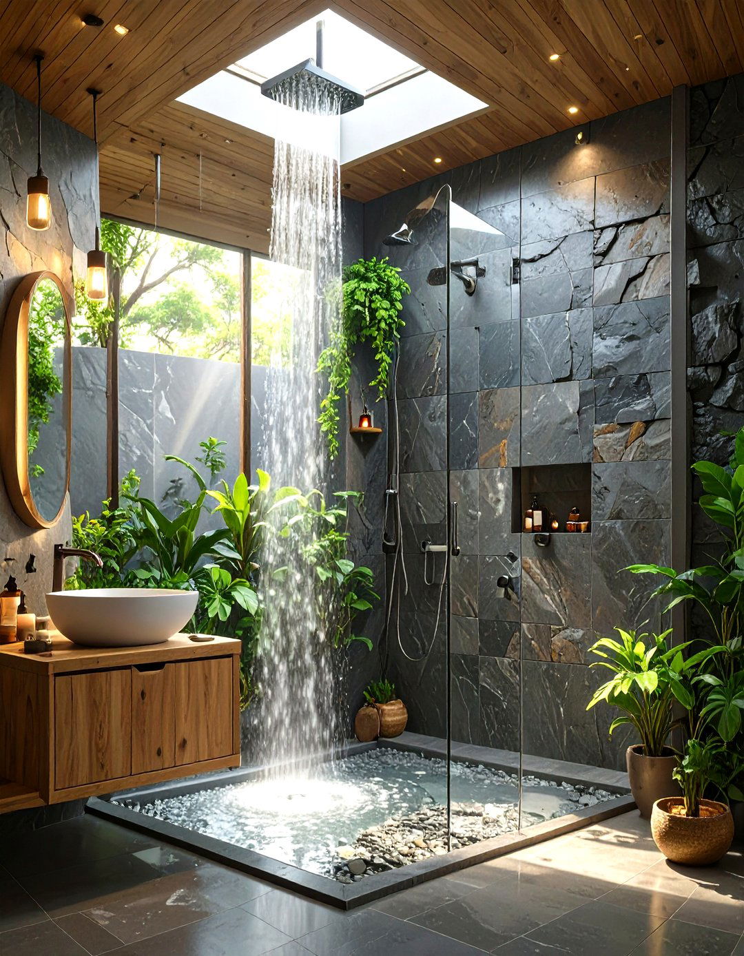 Natural Slate Tile Shower Walls - 30 shower wall ideas