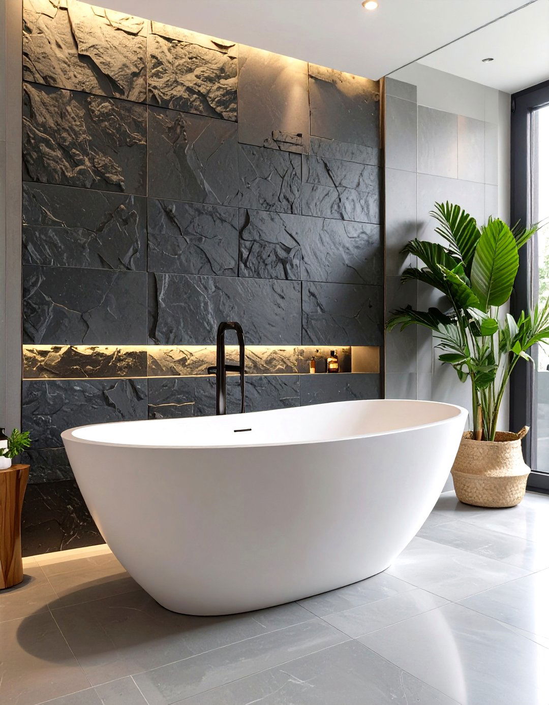 Natural Stone Accent Wall - 30 ultra modern modern luxury bathroom design ideas