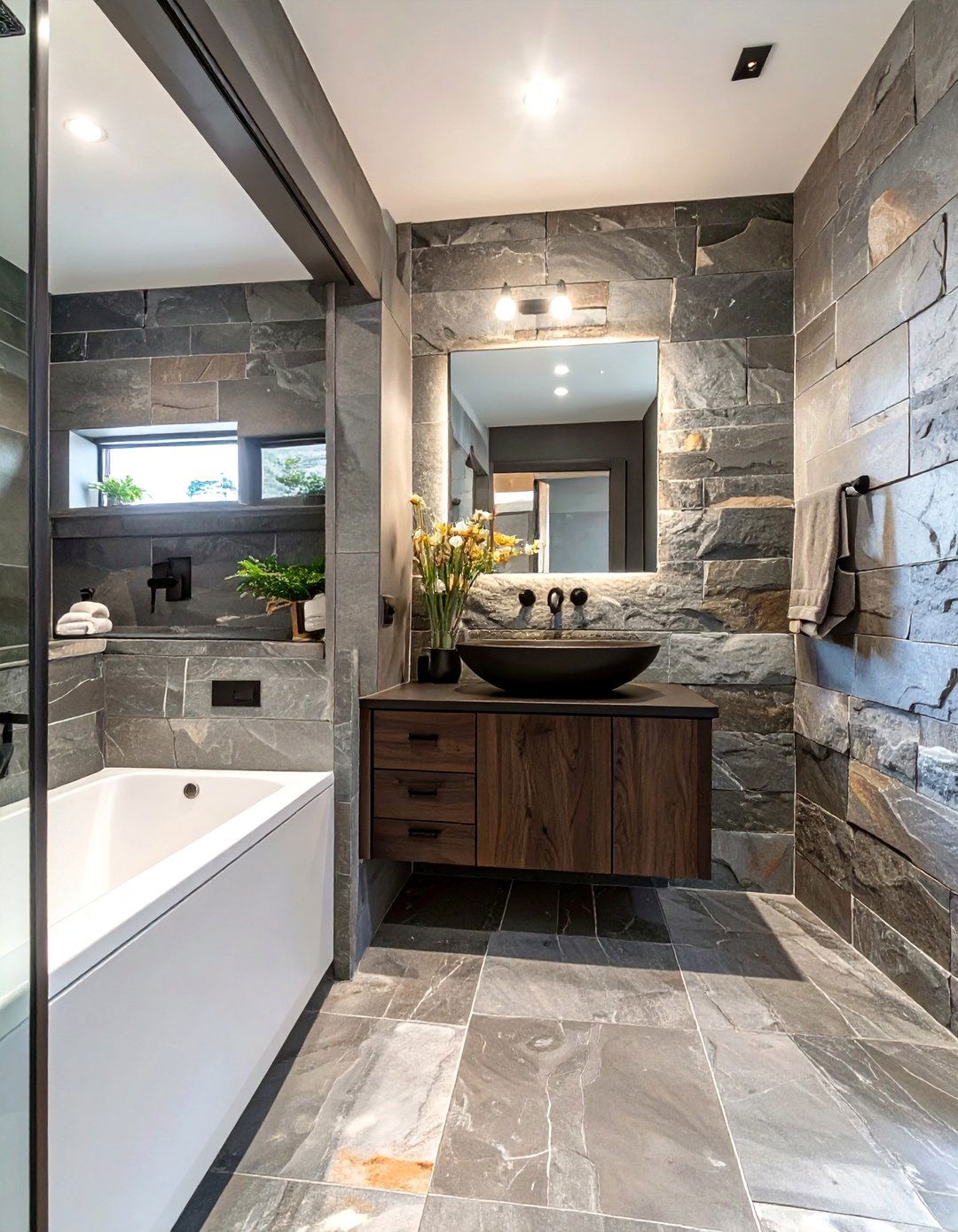 Natural Stone Apartment Bathroom - 30 apartment bathroom ideas