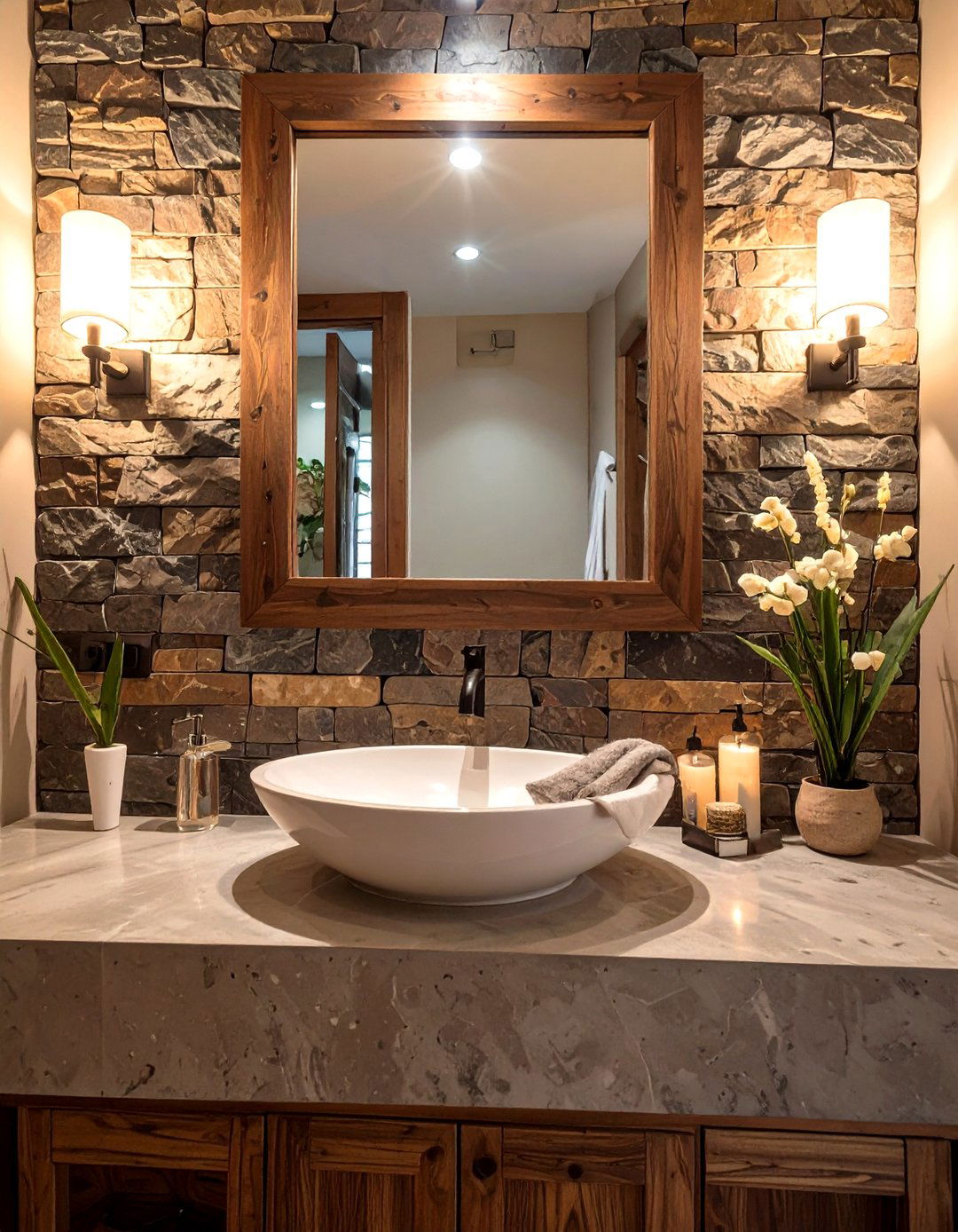 Natural Stone Bathroom Backsplash - 30 bathroom backsplash ideas