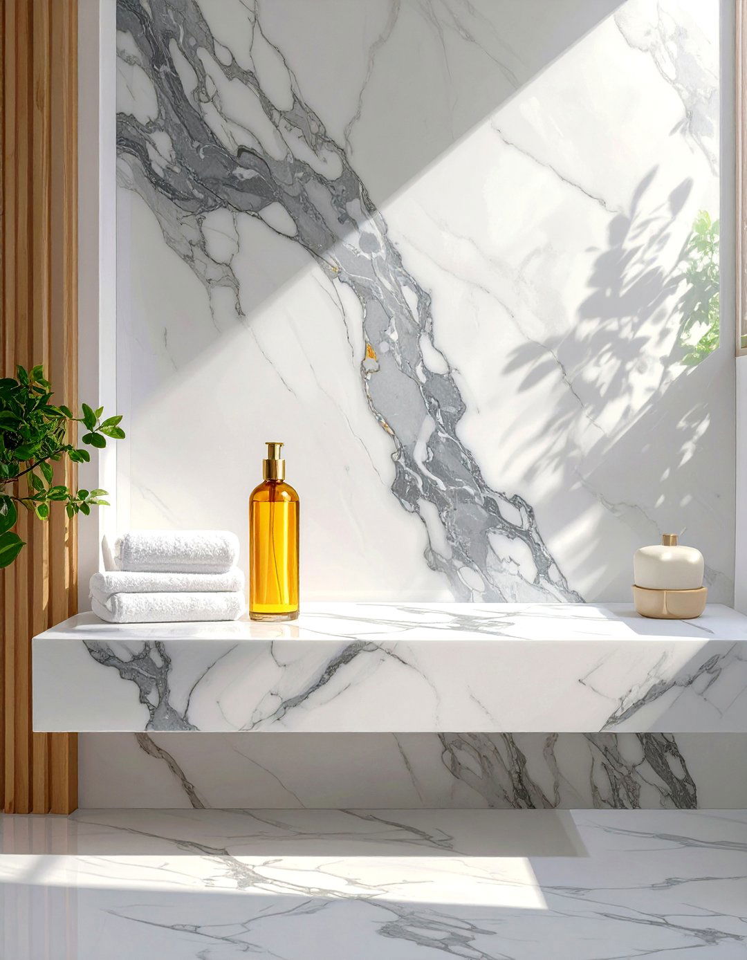 Natural Stone Bathroom Shelf - 30 bathroom shelf ideas