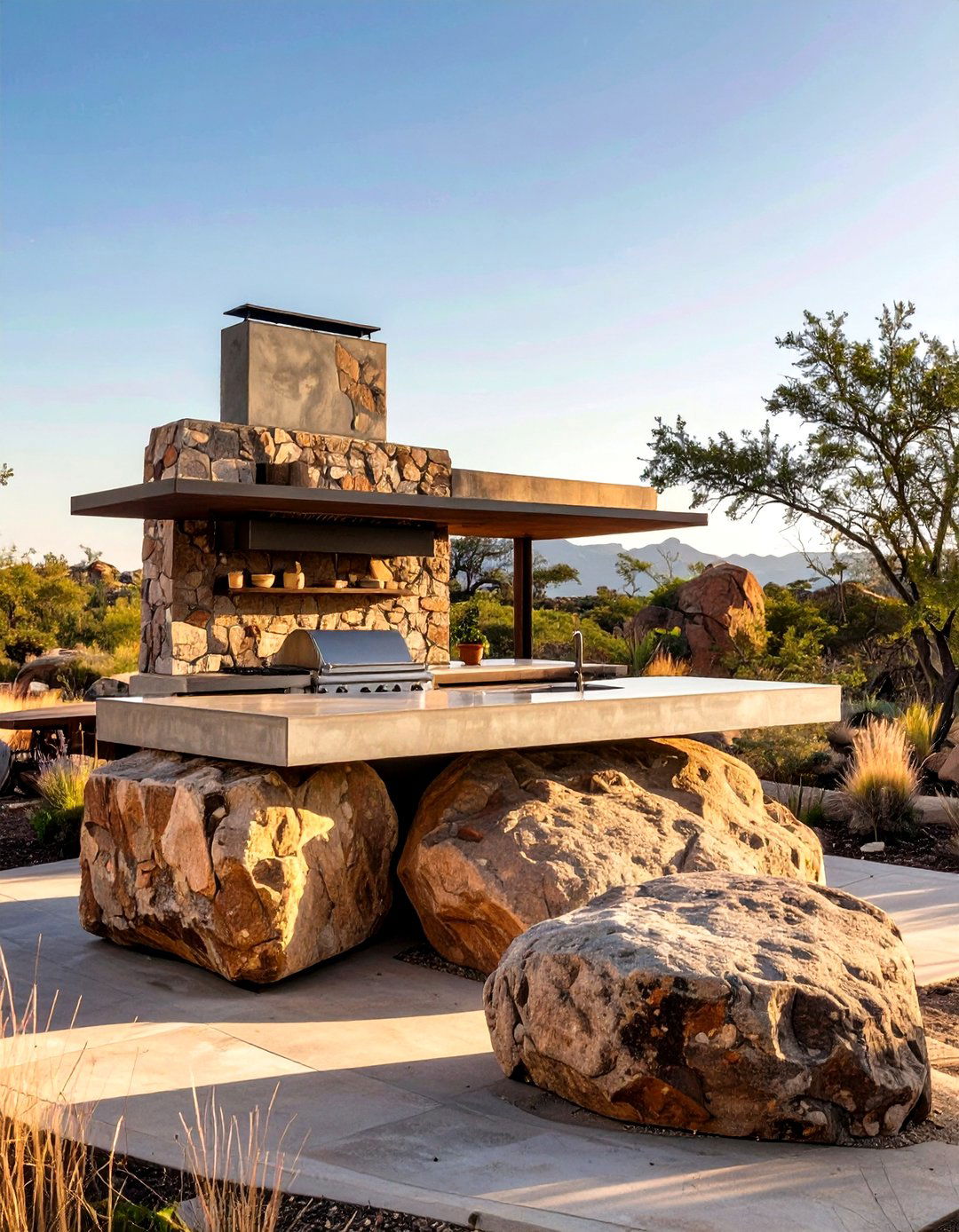 Natural Stone Boulder Outdoor Kitchen - 30 simple outdoor kitchen ideas