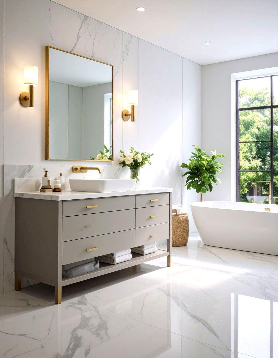 Natural Stone Countertop in a Bathroom - 30 12 bathroom ideas