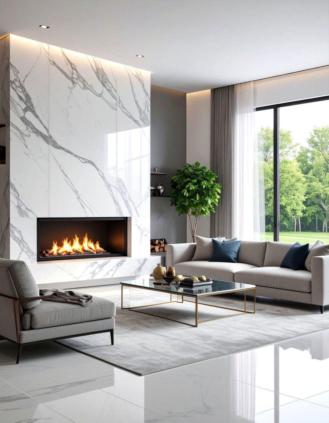 Natural Stone Feature Wall - 30 elegant living room wall decor ideas