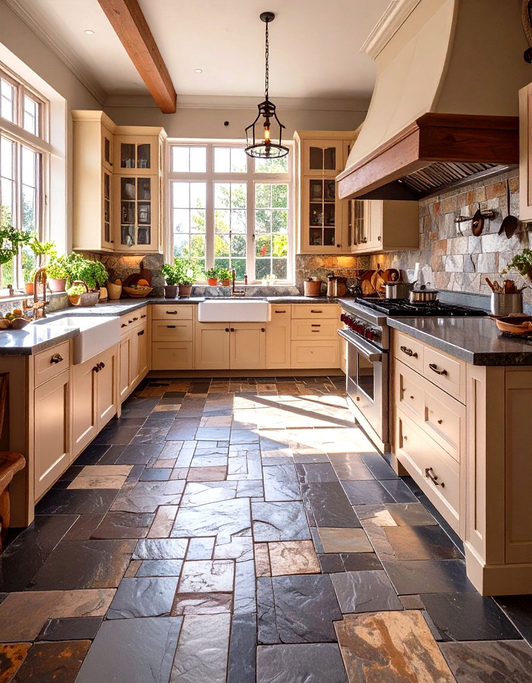 Natural Stone Flooring - 30 timeless kitchen design ideas