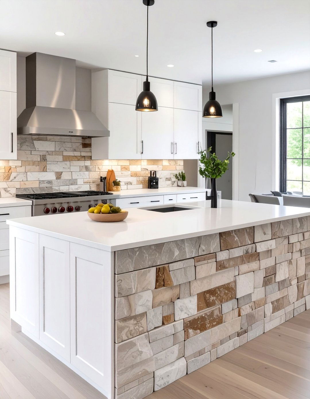 Natural Stone Ledger Panel Kitchen Backsplash - 30 backsplash ideas for white kitchen