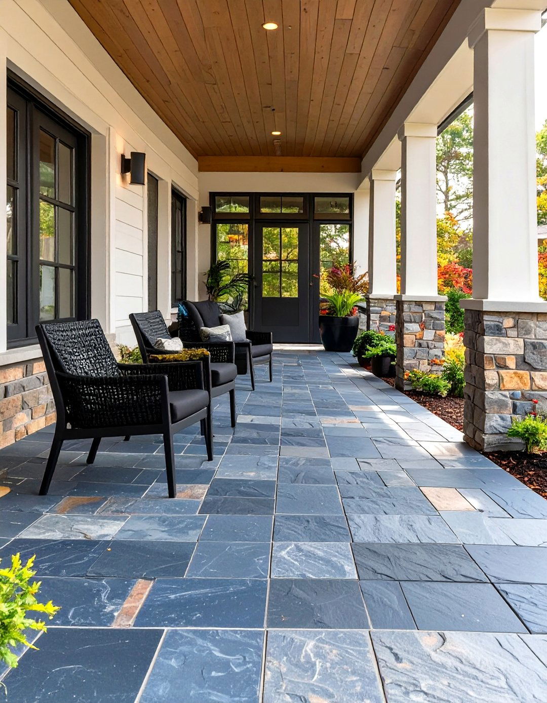 Natural Stone Porch Flooring - 30 house modern front porch ideas