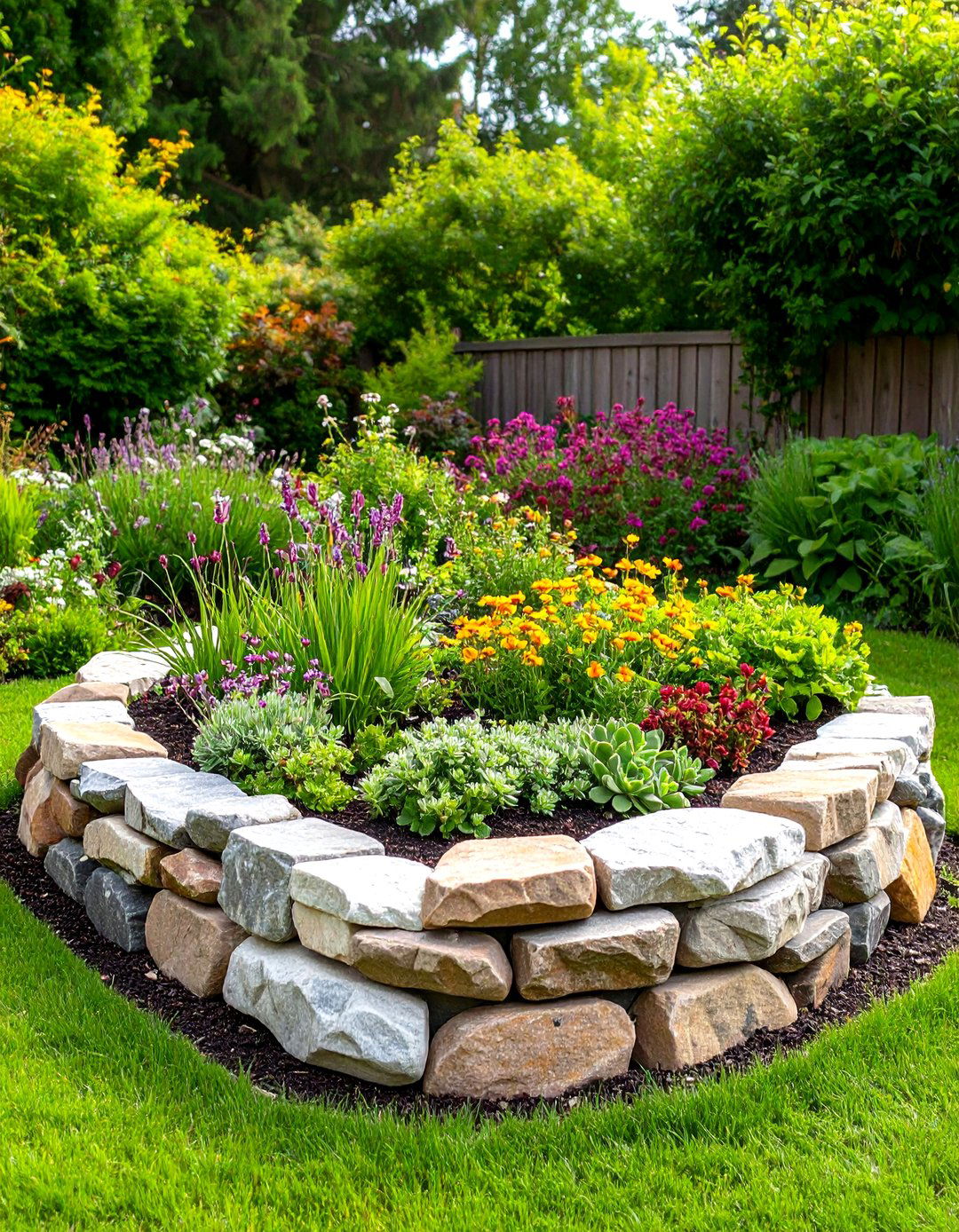 Natural Stone Raised Garden Bed - 30 diy raised garden bed ideas
