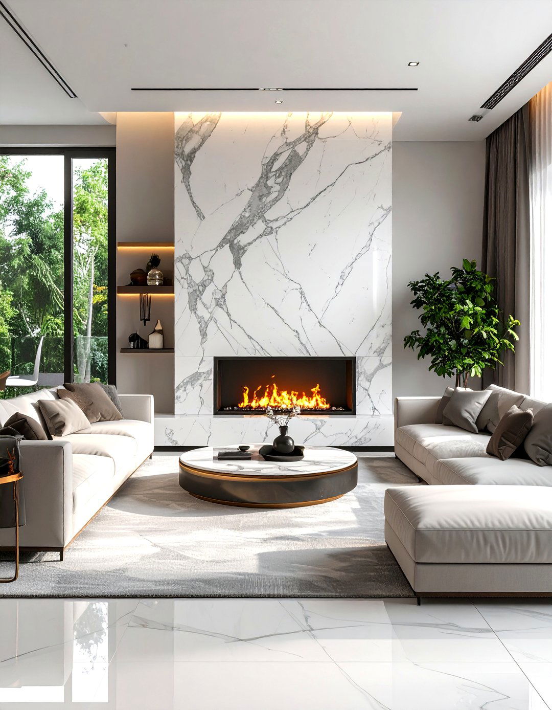 Natural Stone Slab Wall - 30 living room accent wall decor ideas