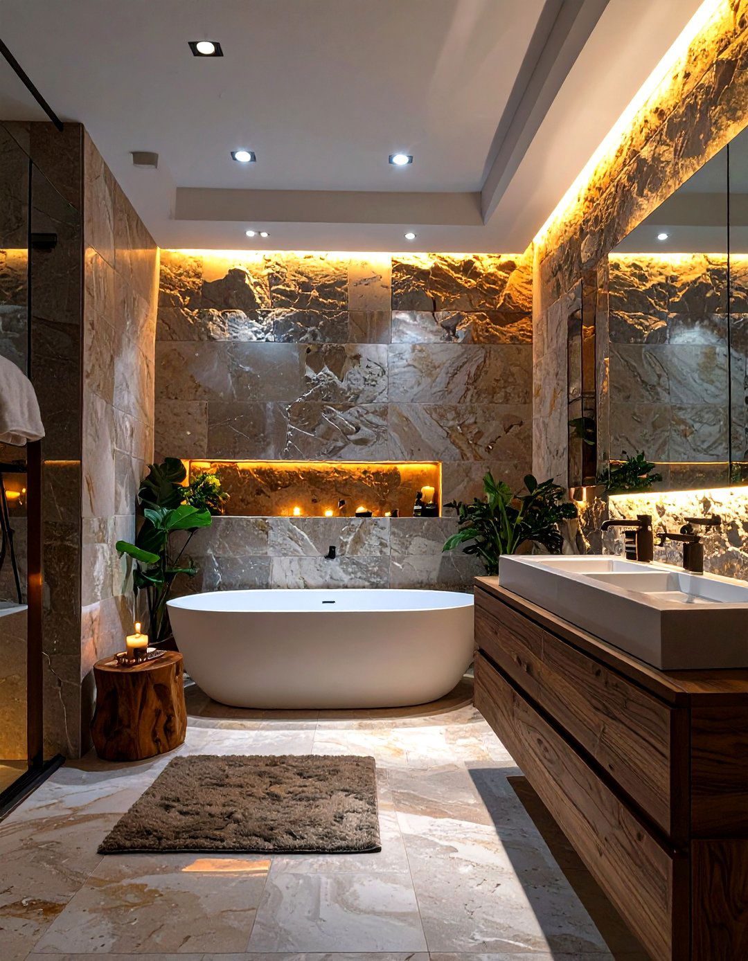 Natural Stone Spa Bathroom - 30 mens bathroom ideas