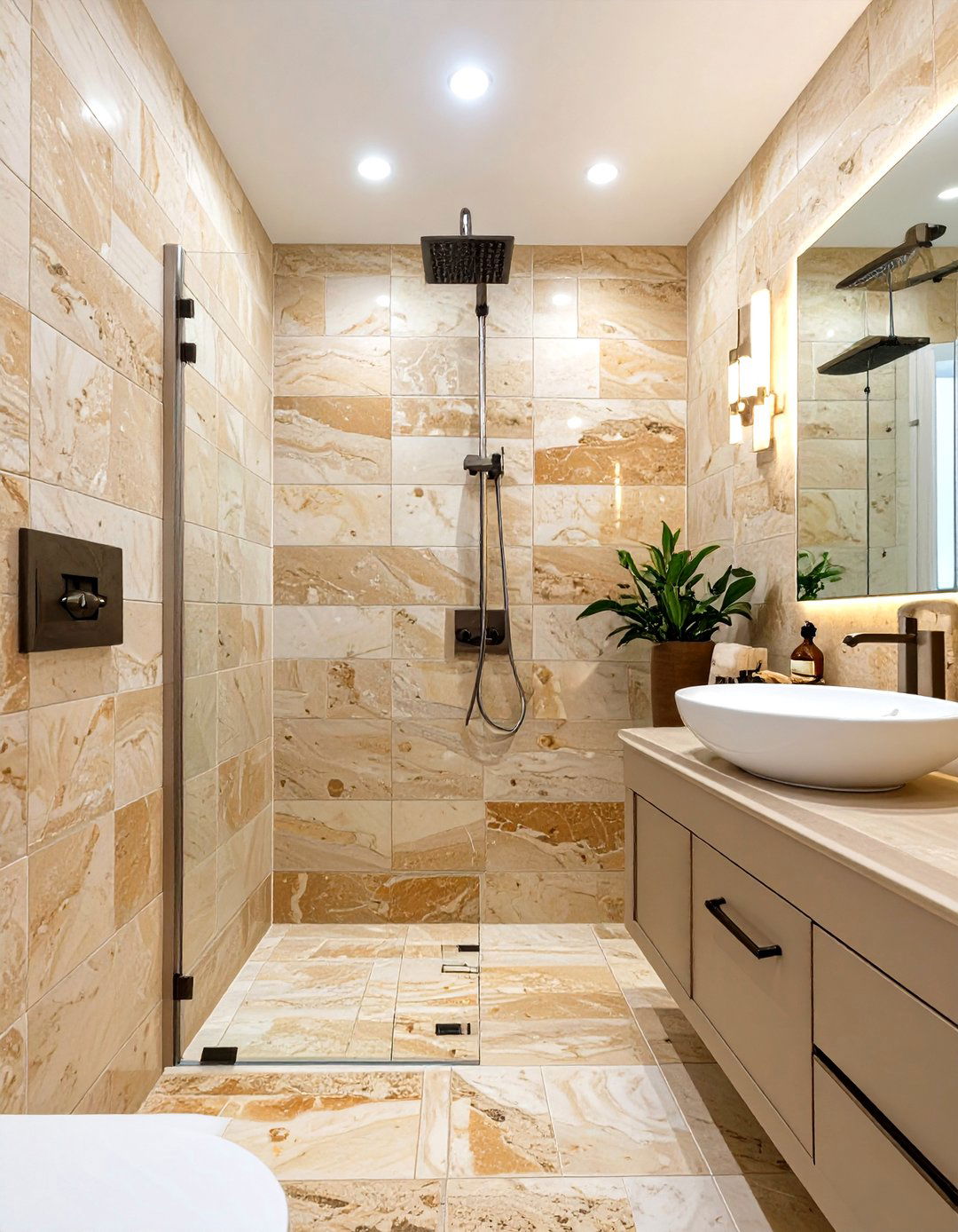 Natural Stone Tiled Shower - 30 tiled shower ideas