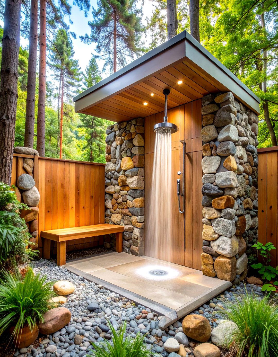 Natural Stone Wall Outdoor Shower Enclosure - 30 outdoor shower enclosure ideas