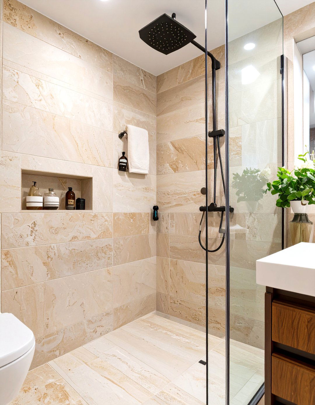 Natural Travertine Stone Shower Wall Tile - 30 shower wall tile ideas