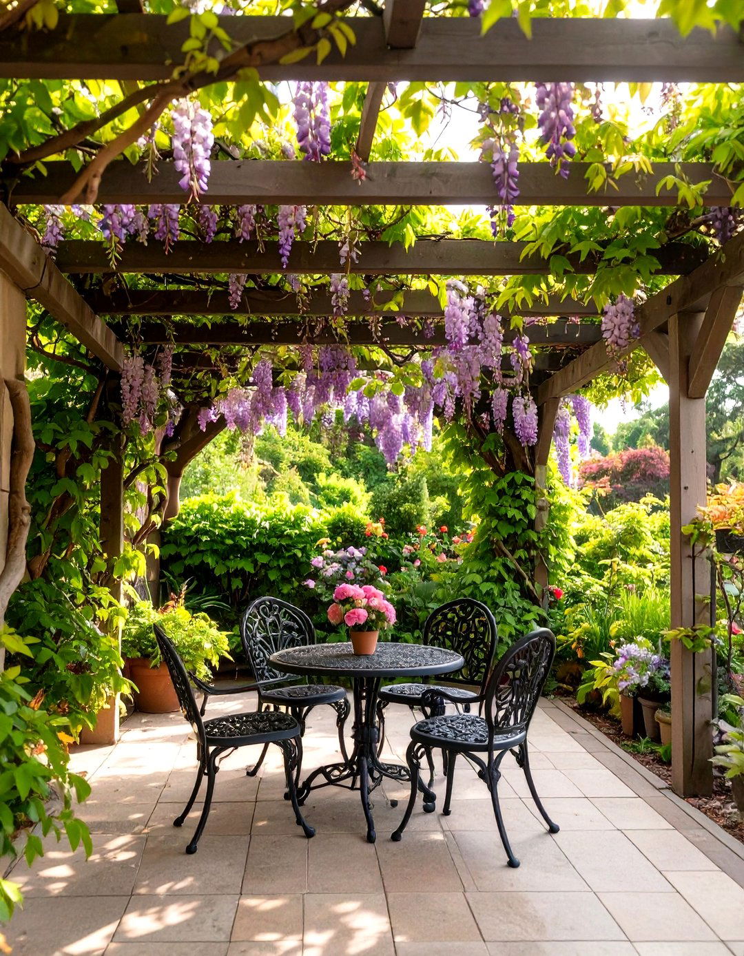 Natural Vine Covered Pergola Roof - 30 cheap patio roof ideas