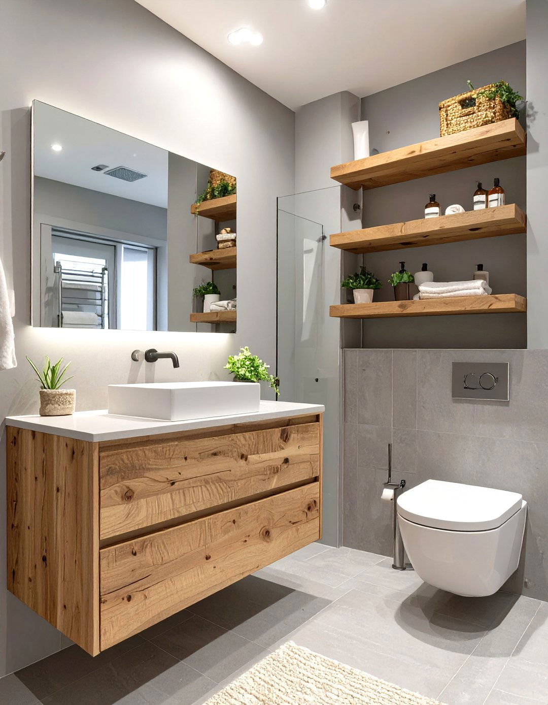 Natural Wood Accent Small Bathroom - 30 cheap bathroom ideas for small bathrooms