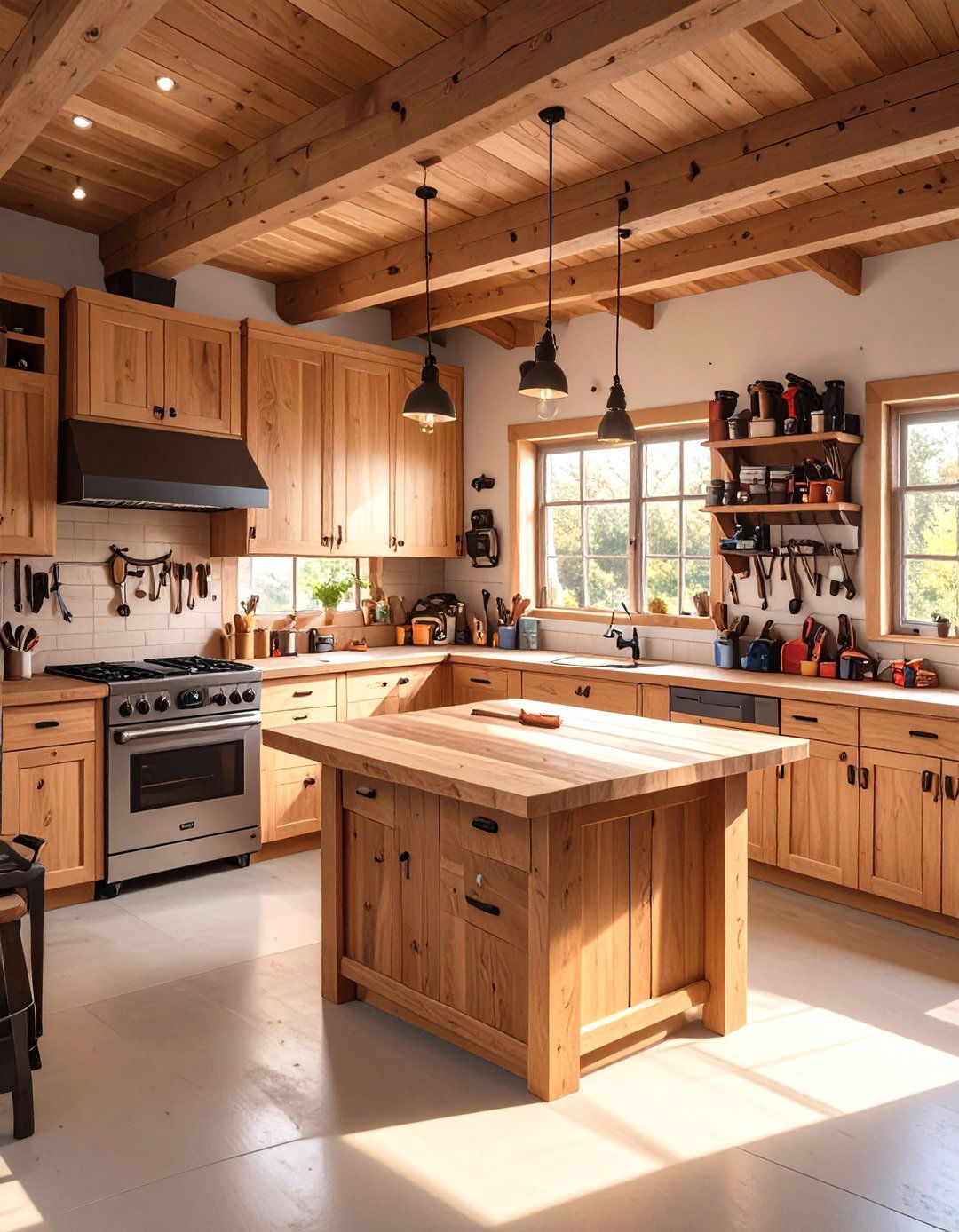 Natural Wood Garage Cabinets - 30 garage cabinets ideas