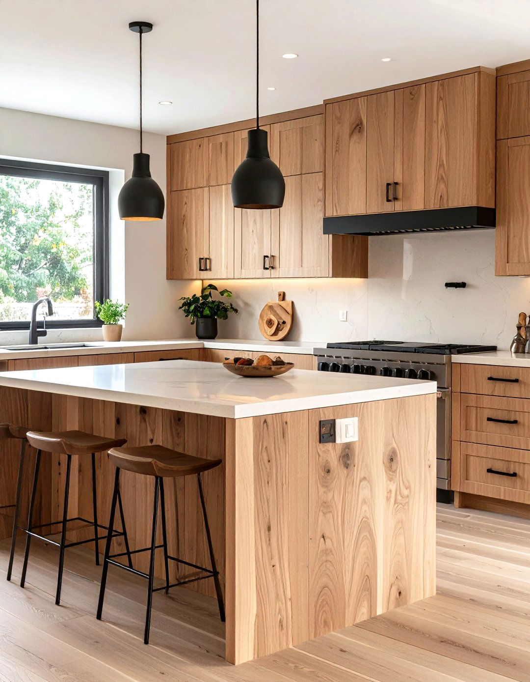 Natural Wood Grain Kitchen Cupboards