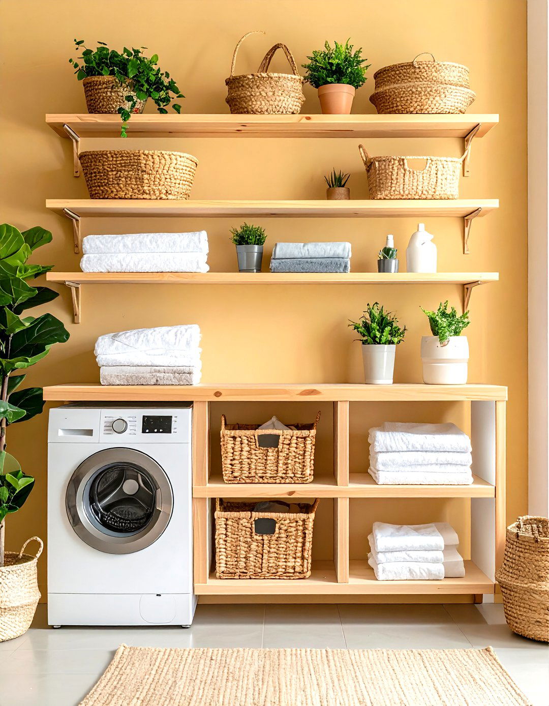 Natural Wood Laundry Room Shelves - 30 laundry room shelves ideas