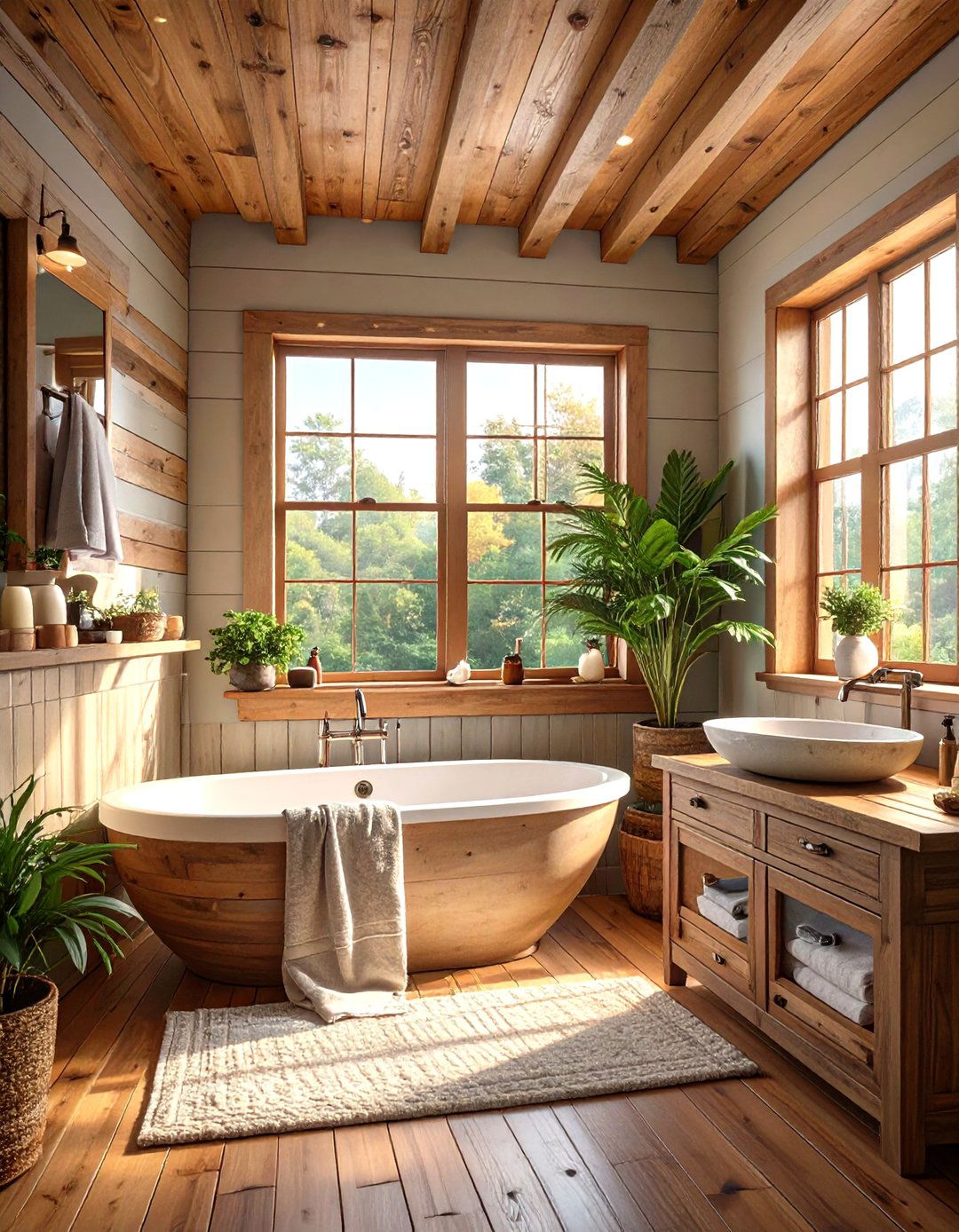 Natural Wood Shiplap Bathroom Wainscoting - 30 shiplap bathroom ideas