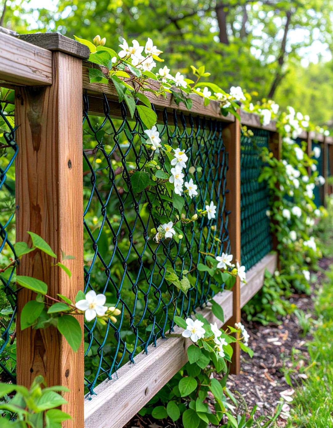 Natural Wood and Greenery Hog Wire Deck Railing - 30 hog wire deck railing ideas