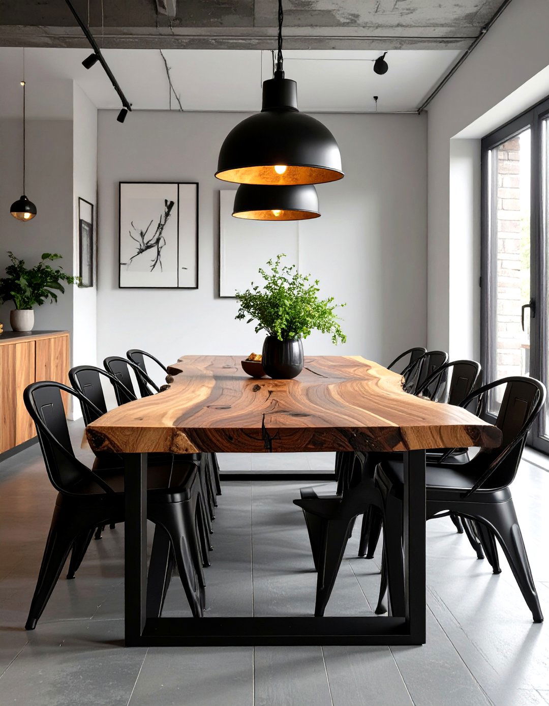 Natural Wood and Industrial Metal Dining Area - 30 opposition in interior design ideas
