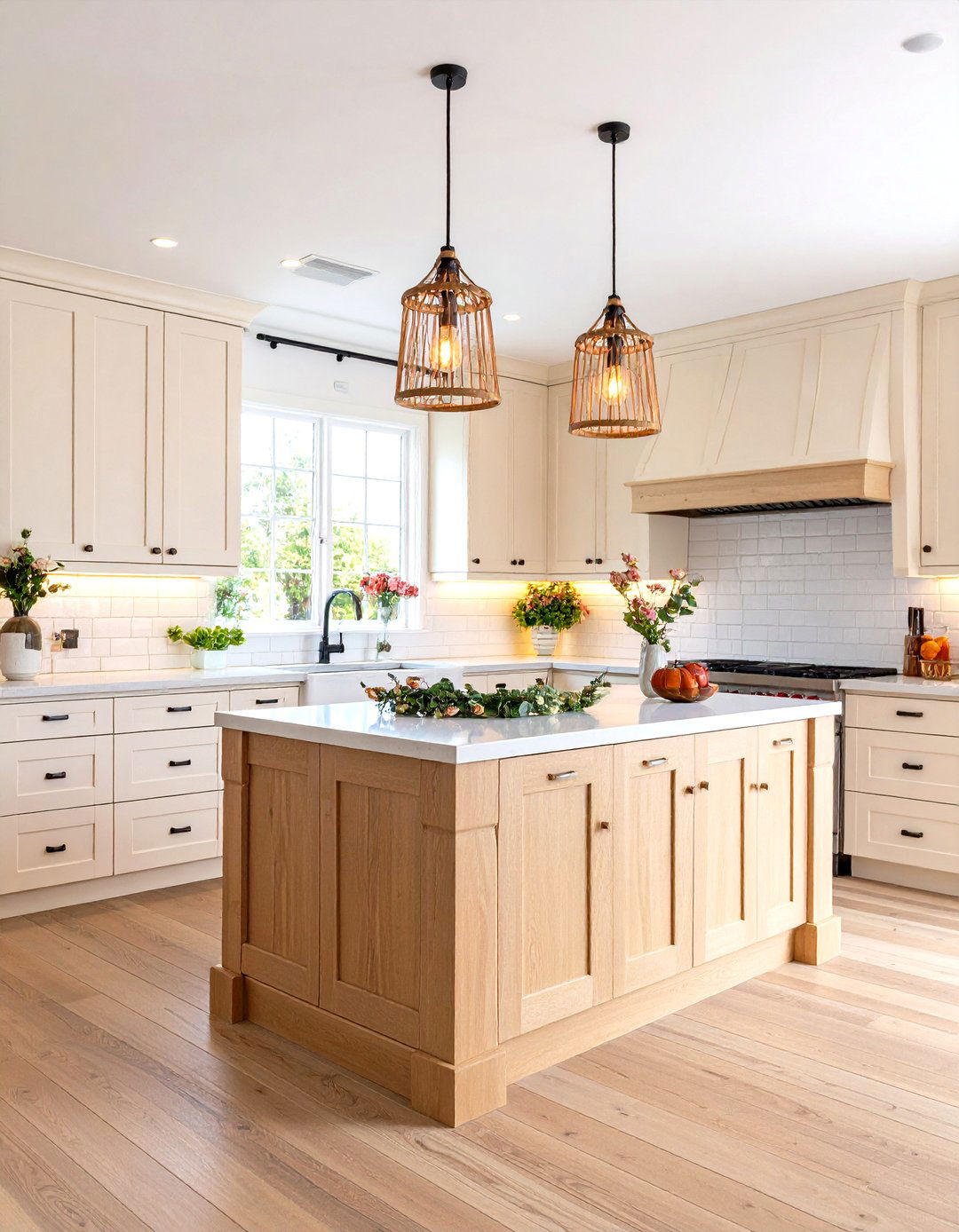 Natural Wood and Painted Kitchen Cabinets - 30 kitchen cabinet paint ideas