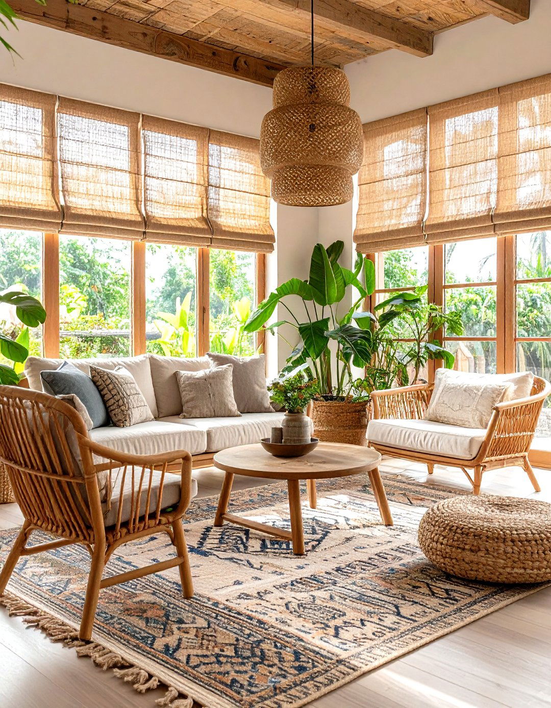 Natural Woven Shades for a Relaxed Vibe - 30 living room window treatment ideas