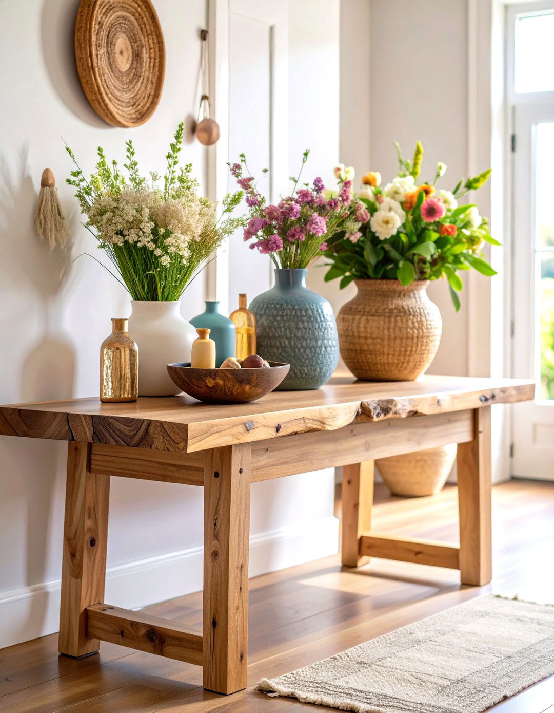 Natural and Organic Console Table - 30 entryway console table decor ideas
