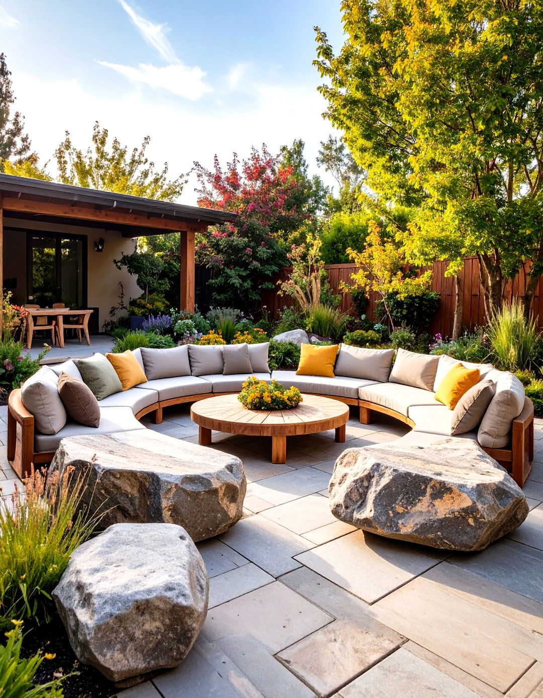 Naturalistic Boulder Seating - 30 outdoor sitting area ideas