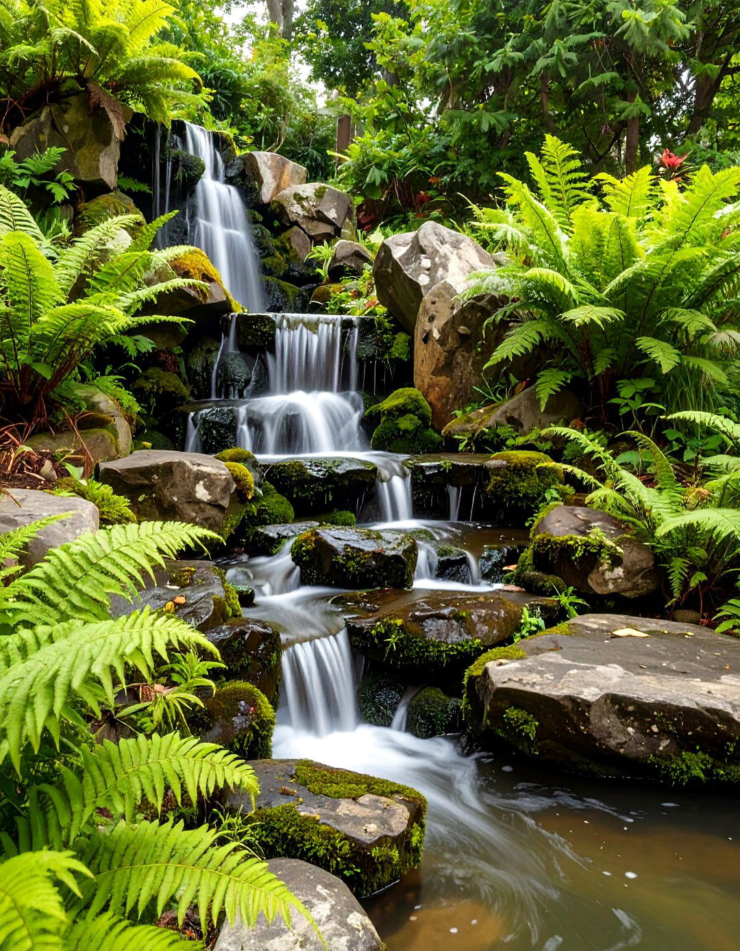 Naturalistic Rock Waterfall - 30 backyard waterfall ideas