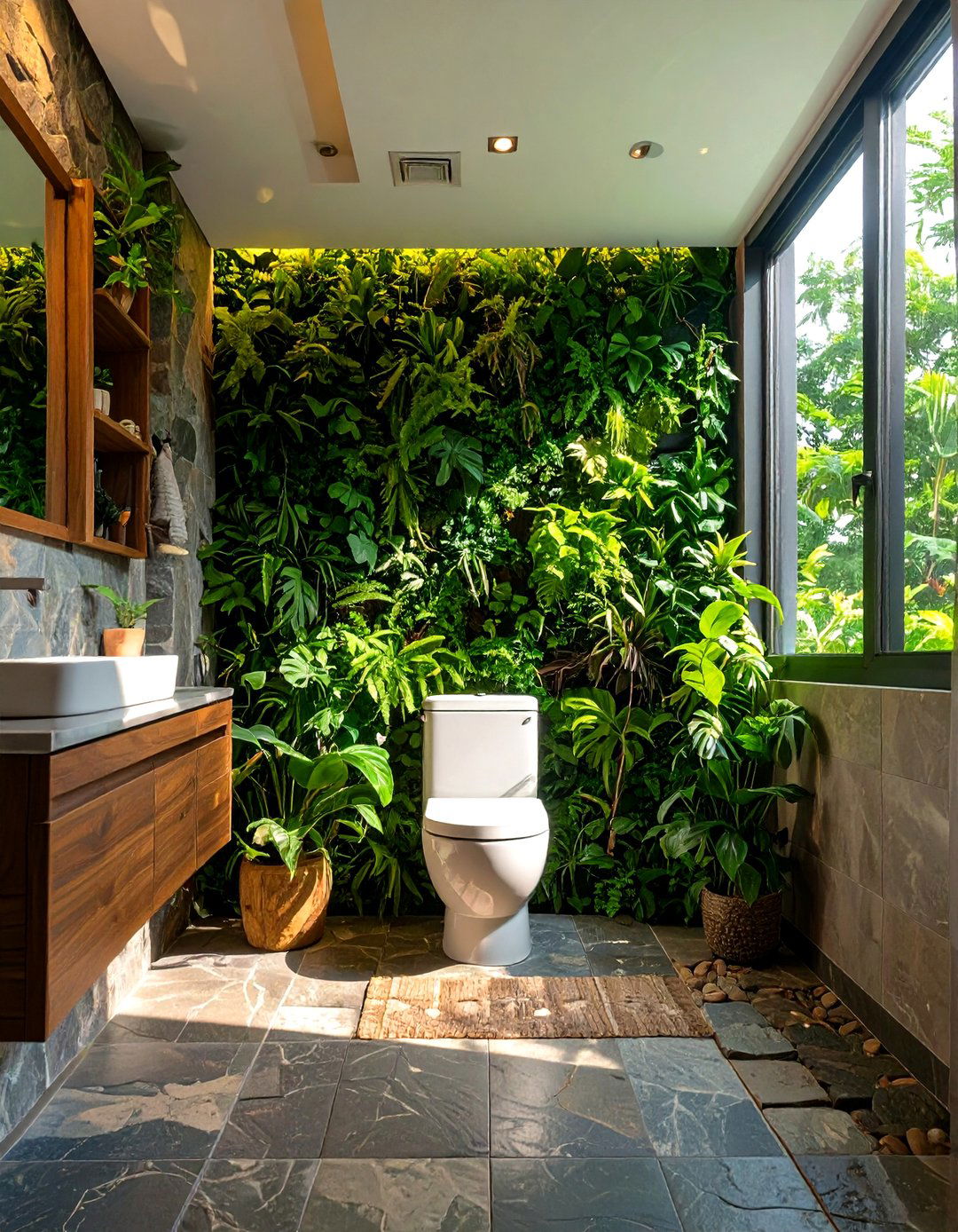 Nature Infused Biophilic Indian Toilet Design - 30 indian toilet bathroom design ideas