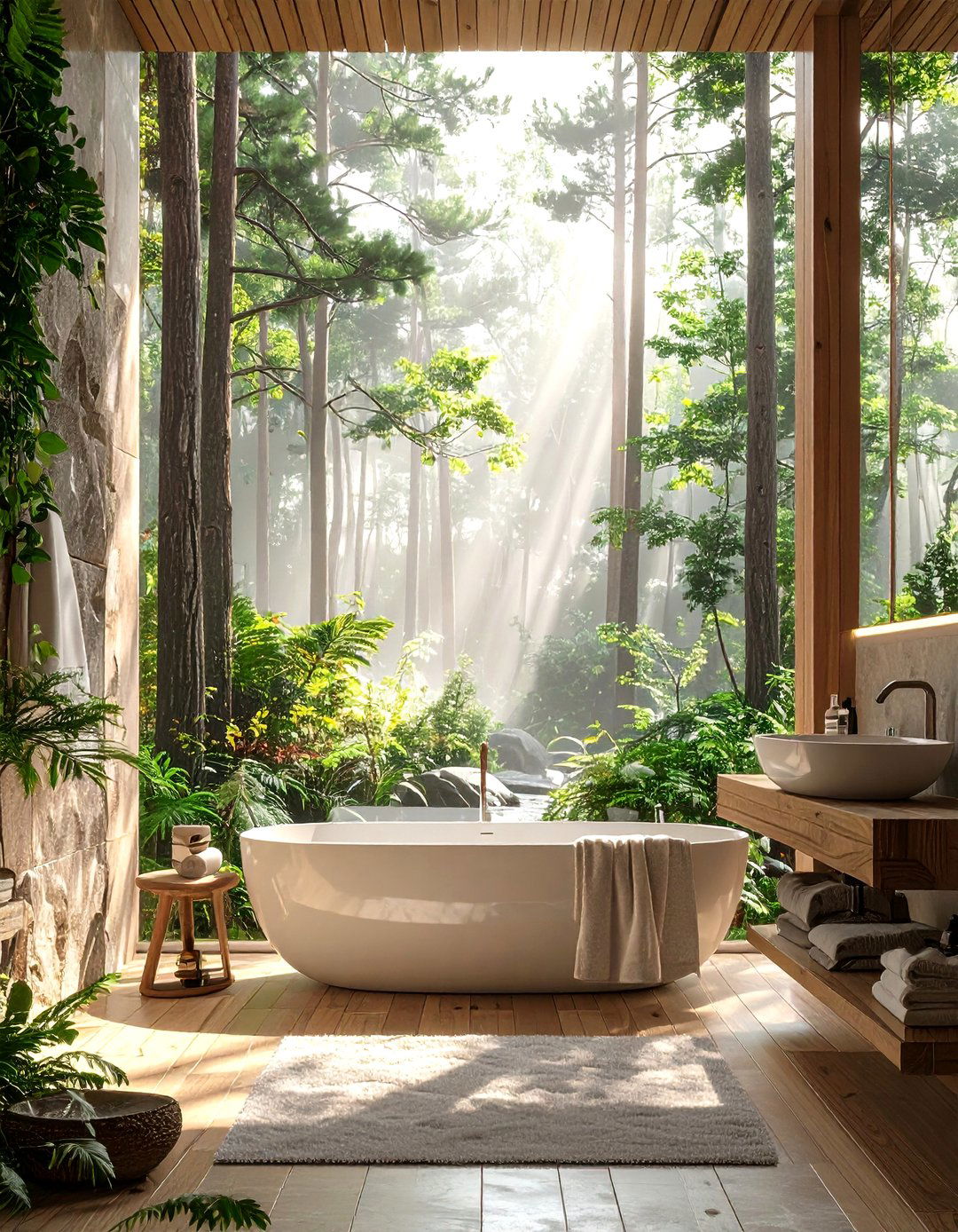 Nature Inspired Bathroom Curtain - 30 bathroom curtains ideas