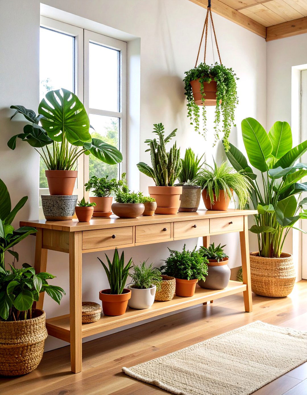 Nature Inspired Biophilic Console Table - 30 entryway console table decor ideas