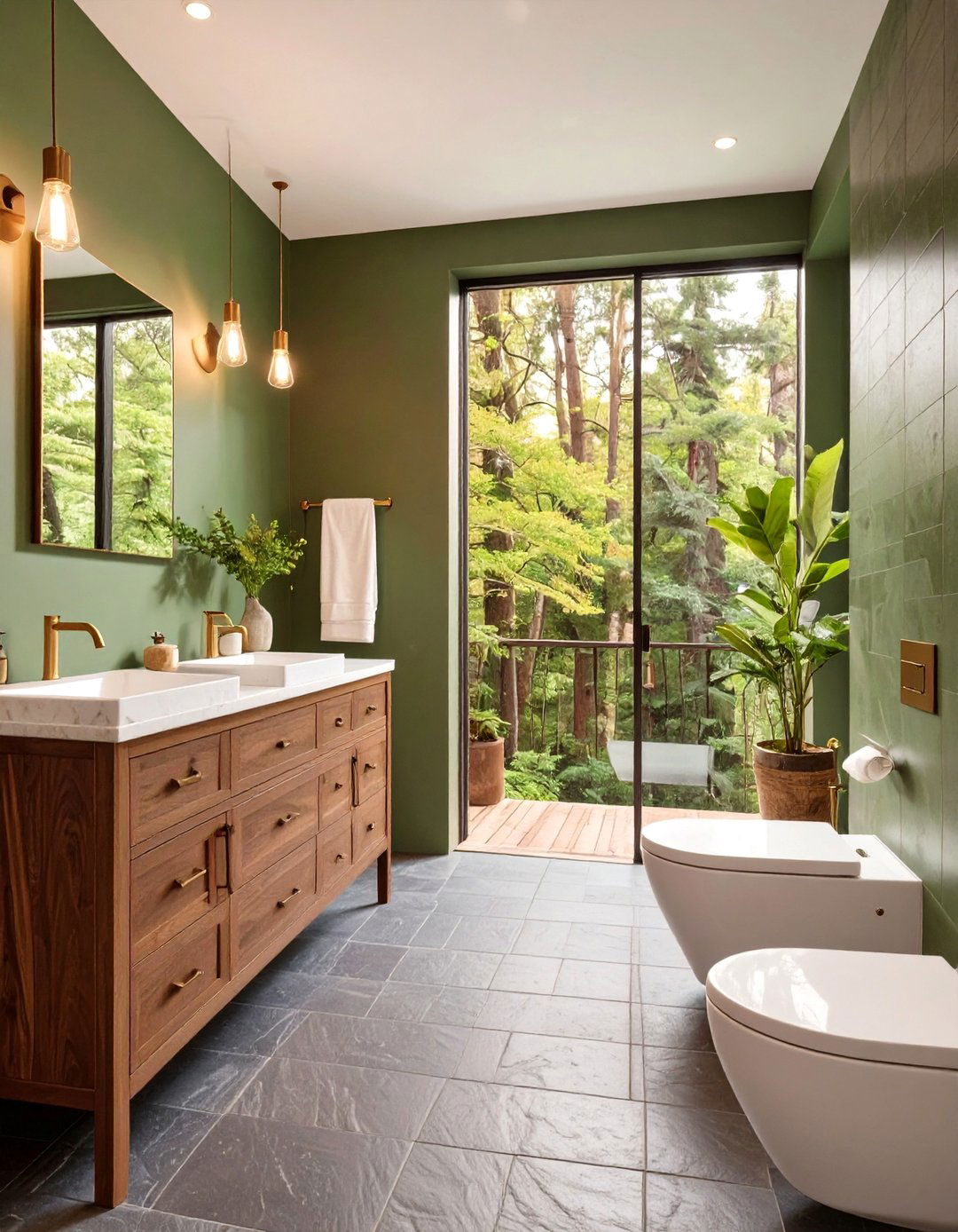 Nature Inspired Forest Green Bathroom - 30 bathroom painting ideas photos