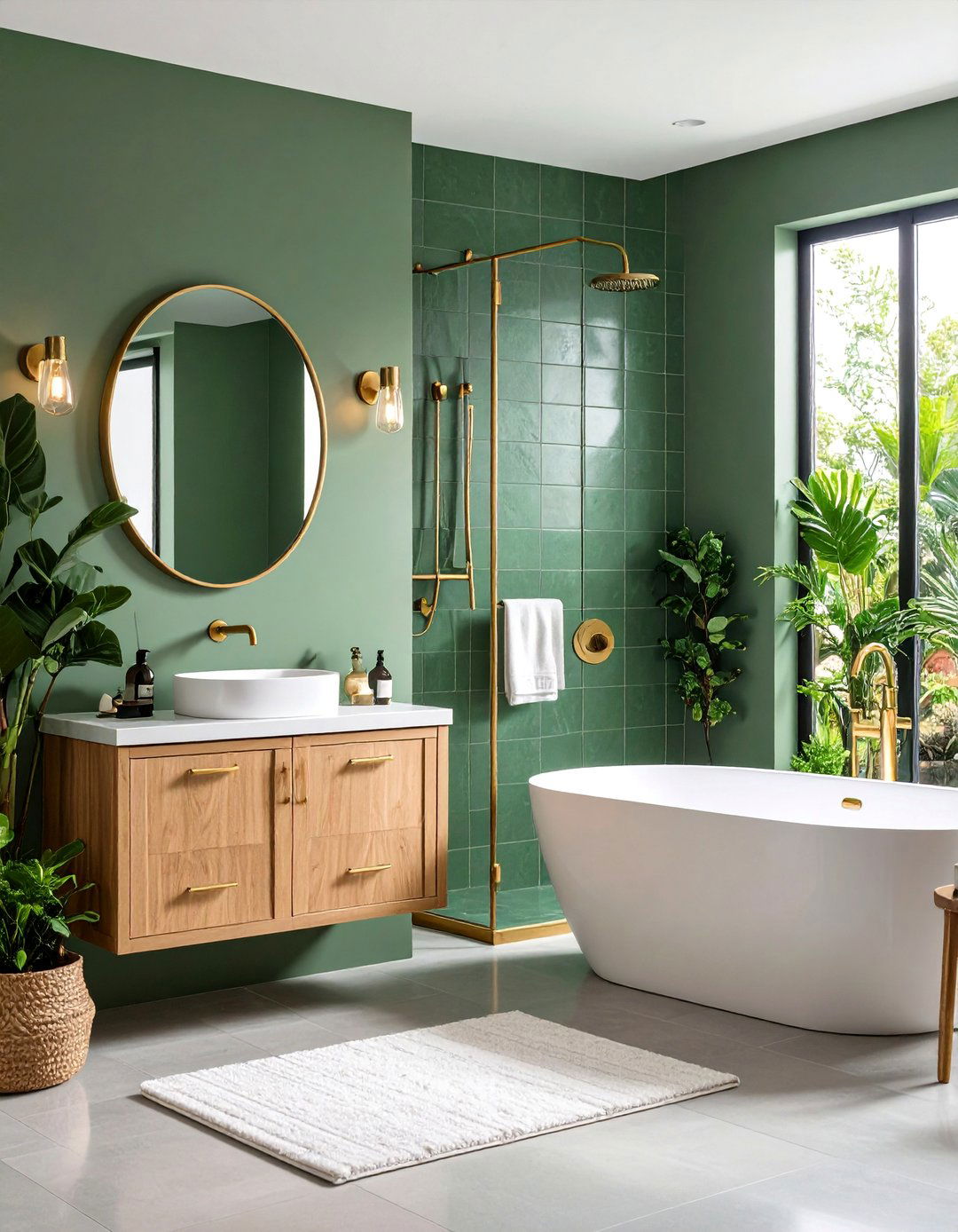 Nature Inspired Green Bathroom - 30 5x8 bathroom remodel ideas