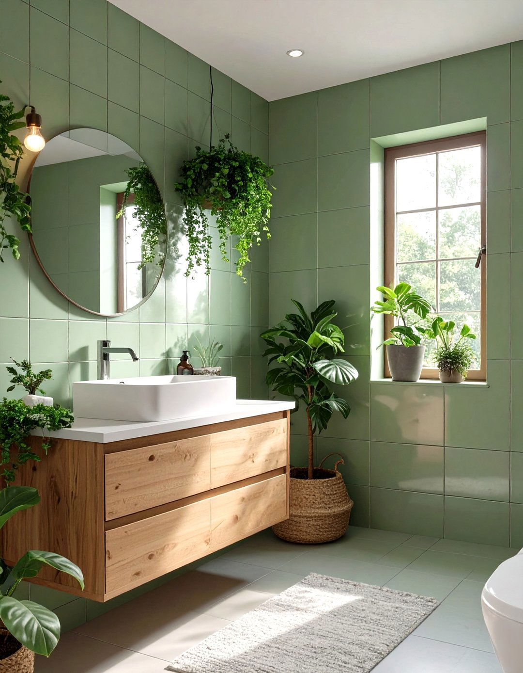 Nature Inspired Green Master Bathroom - 30 master bathroom tile ideas