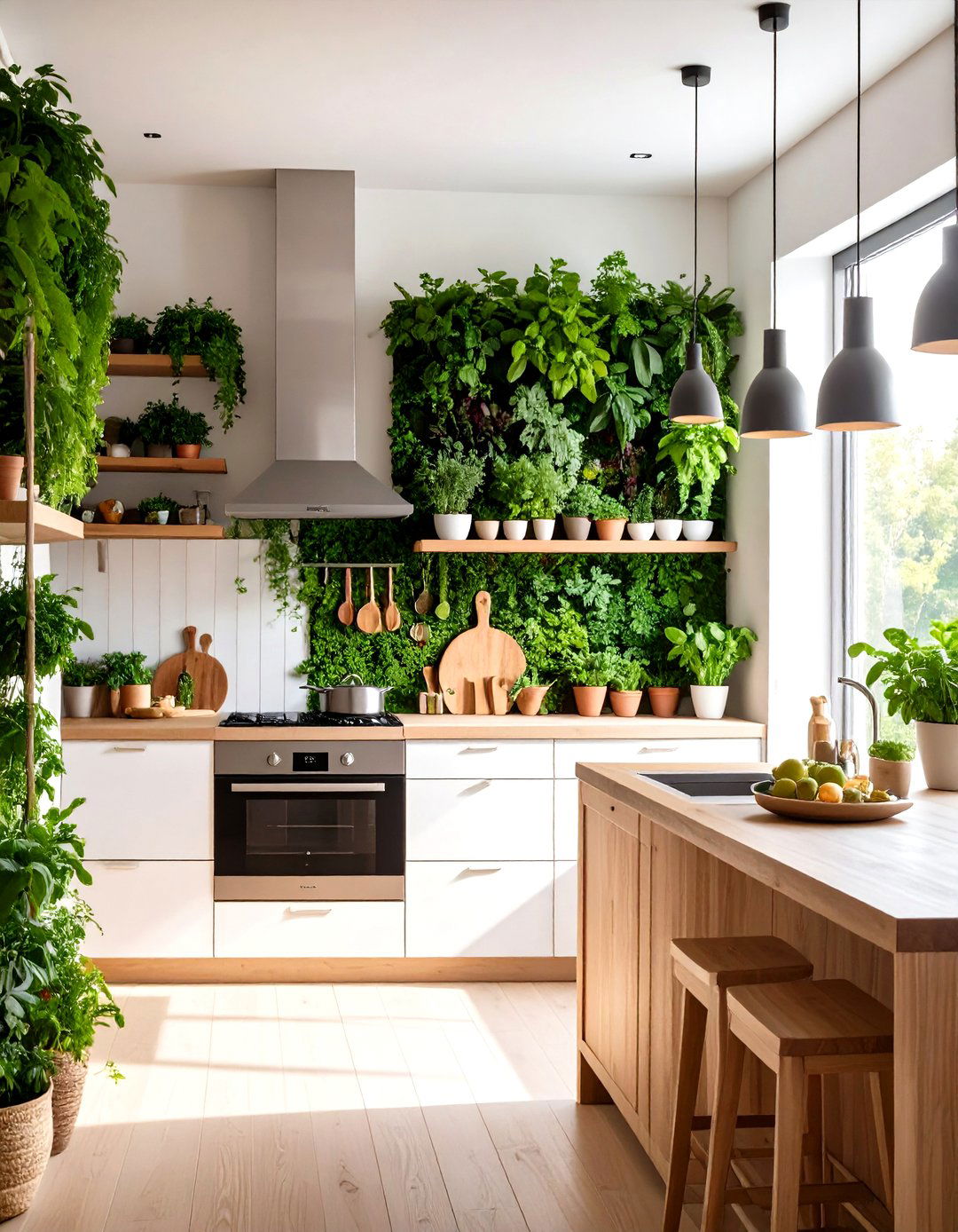 Nature Inspired Kitchen with a Living Wall - 30 kitchen wall decor ideas