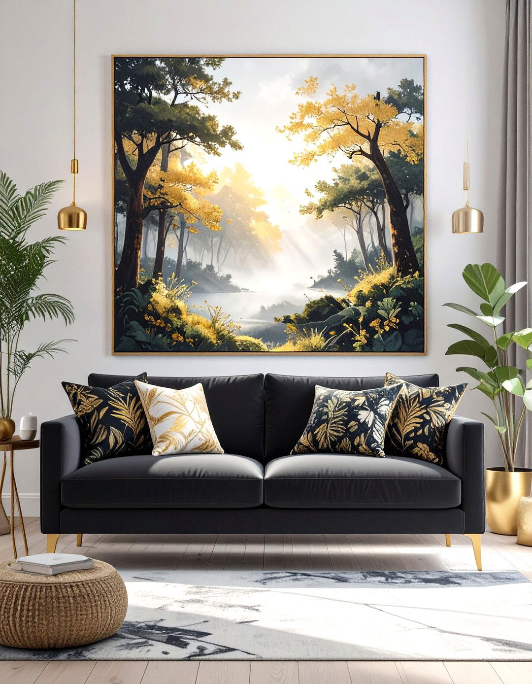 Nature Inspired Living Room - 30 black and gold living room ideas