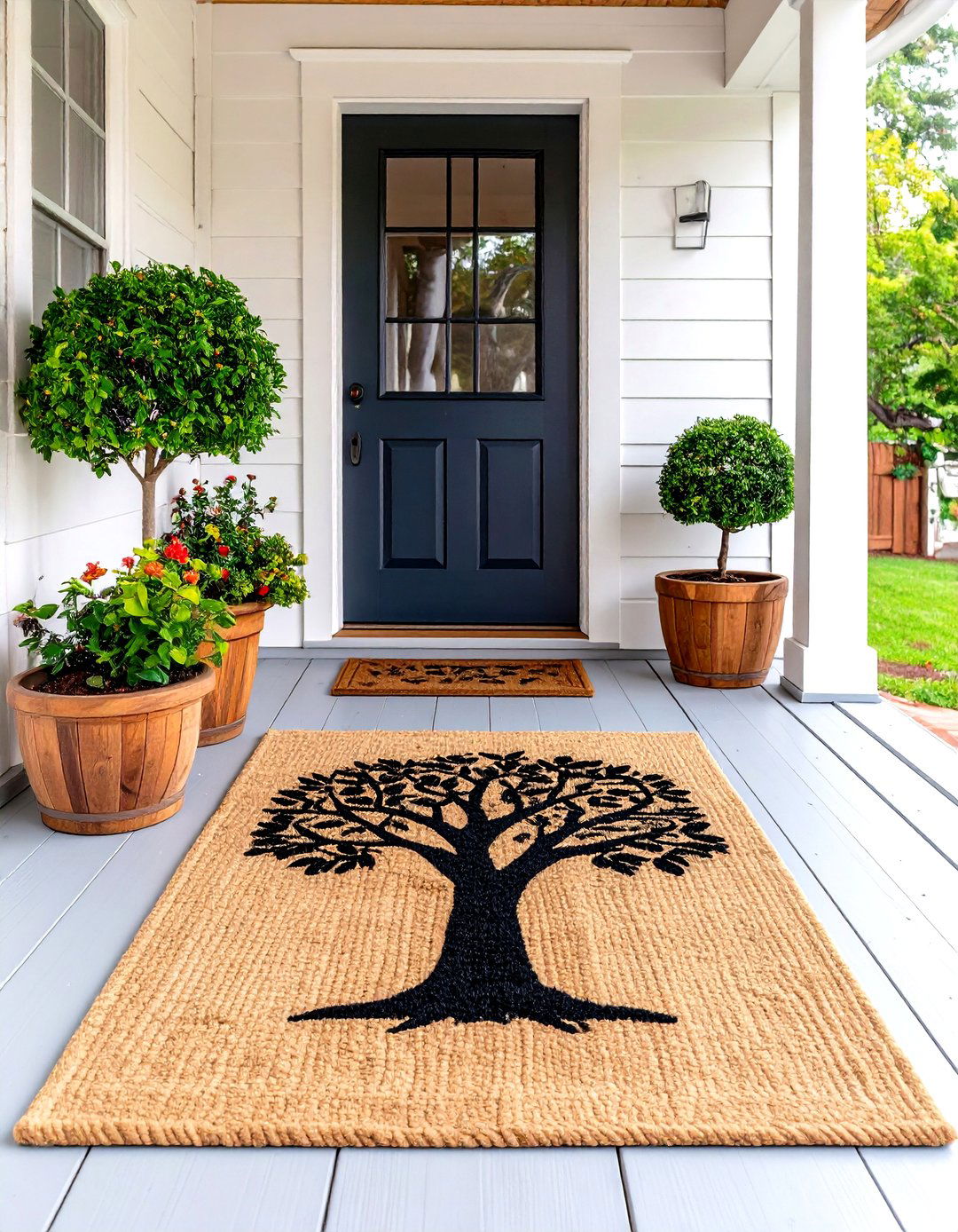 Nature Inspired Tree or Branch Mat - 30 front porch rug ideas