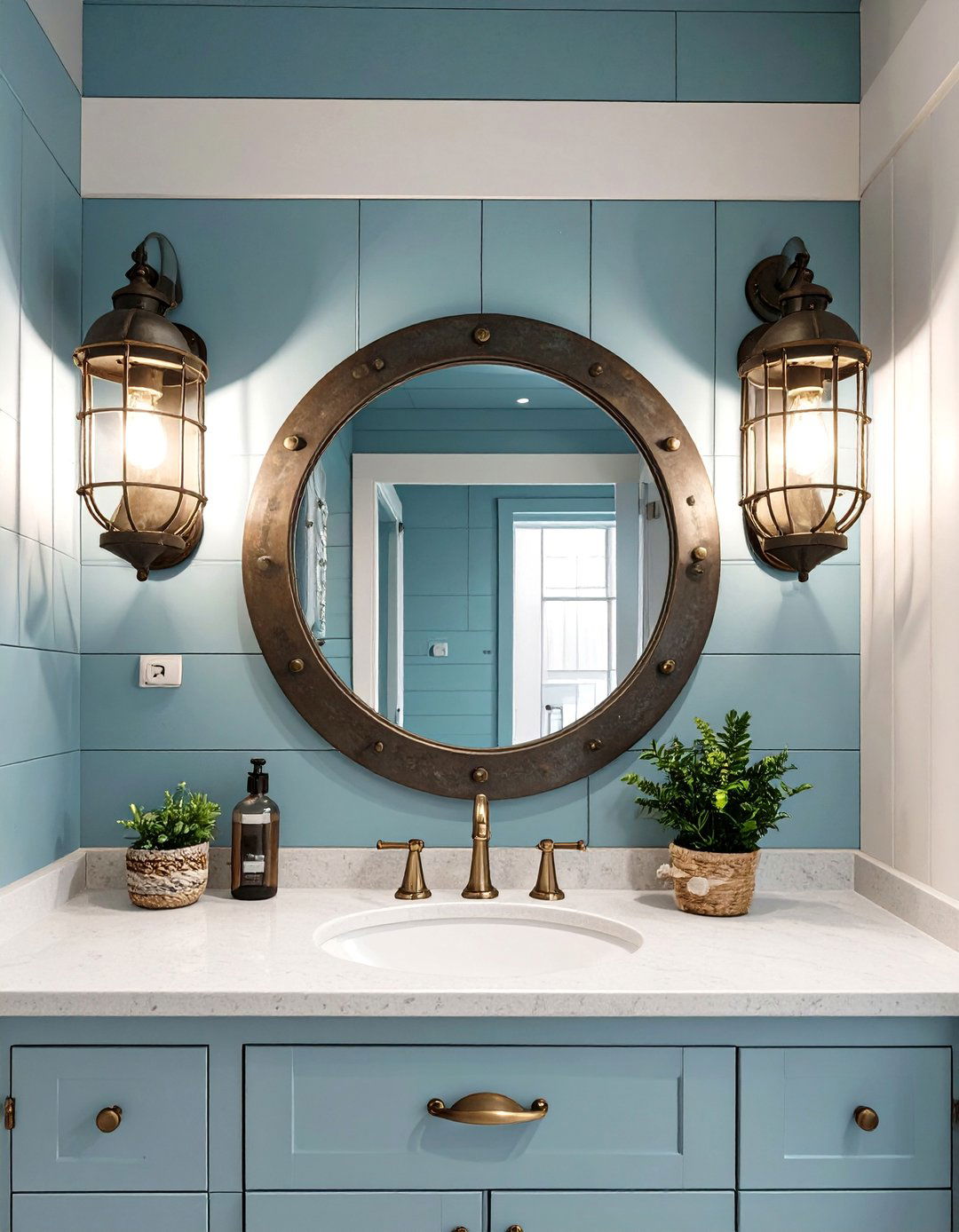 Nautical Bulkhead Lights - 30 bathroom lighting ideas