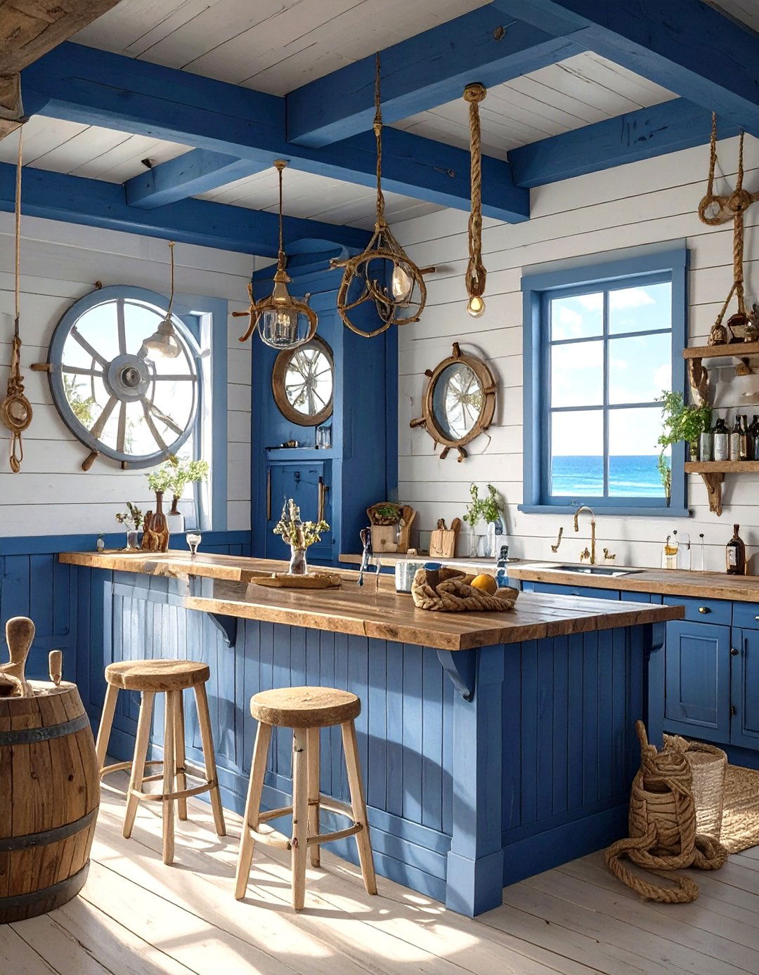 Nautical Garage Bar - 30 man cave garage bar ideas