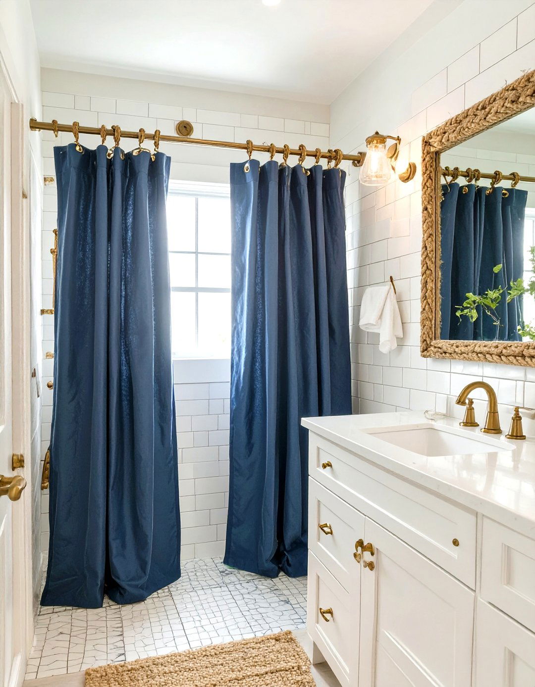 Nautical Navy Blue Shower Curtain - 30 elegant shower curtain ideas