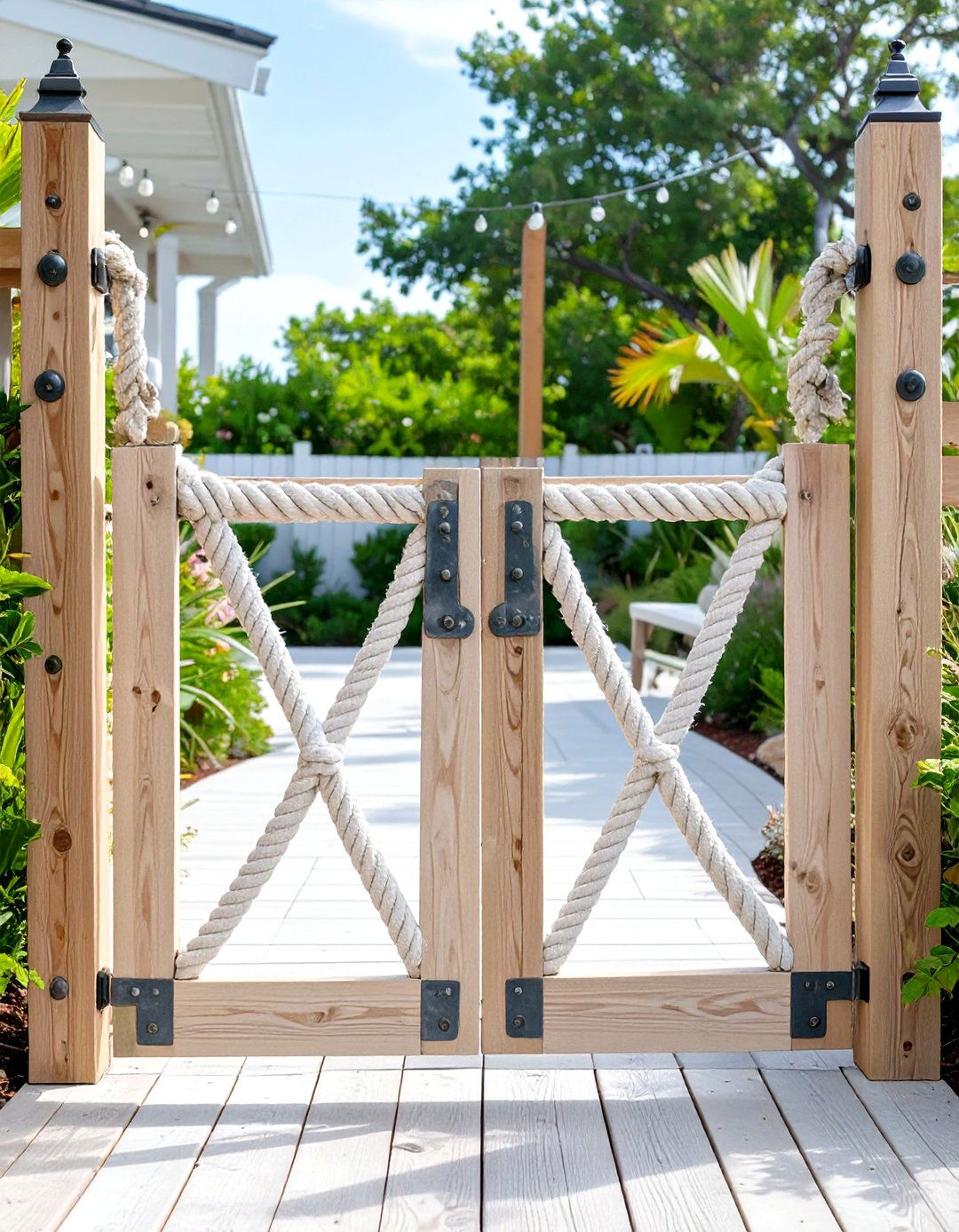 Nautical Rope Deck Gate - 30 deck gate ideas