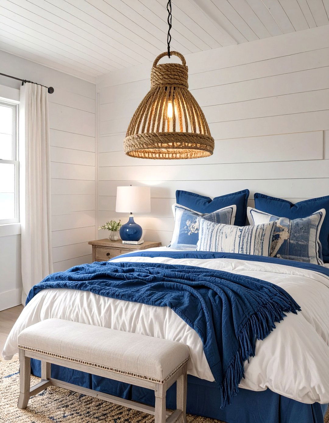 Nautical Rope Wrapped Fixture - 30 bedroom ceiling light ideas