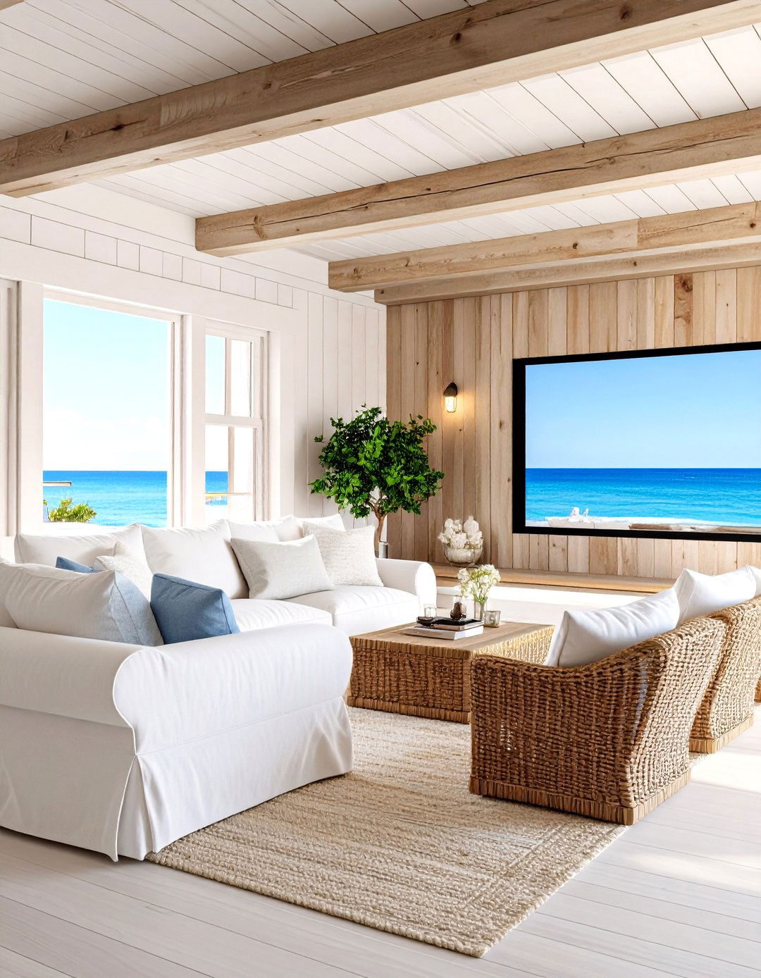 Nautical Seaside Screening Room - 30 home theater seating ideas