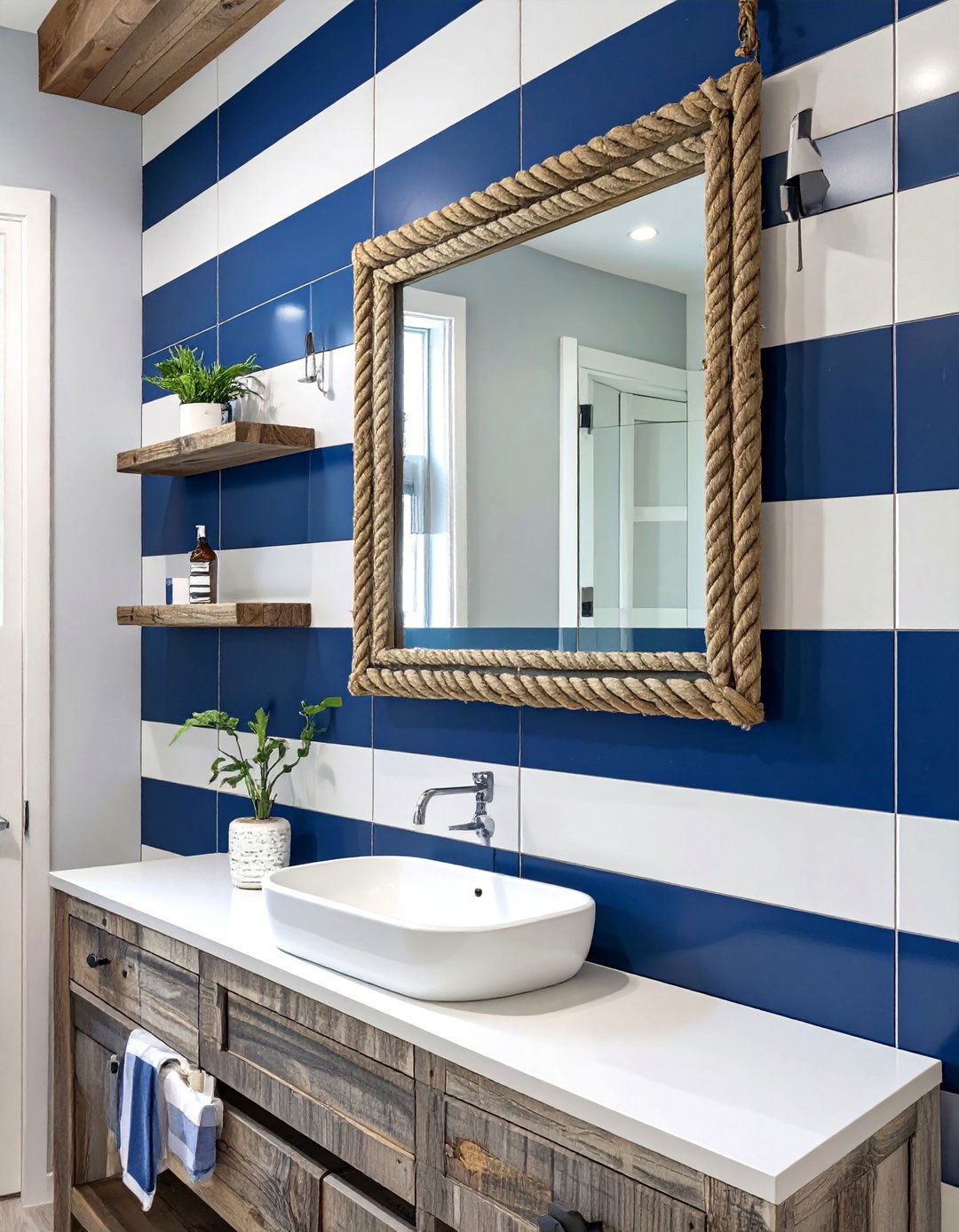 Nautical Striped Bathroom Wall Tiles - 30 bathroom tile paint ideas