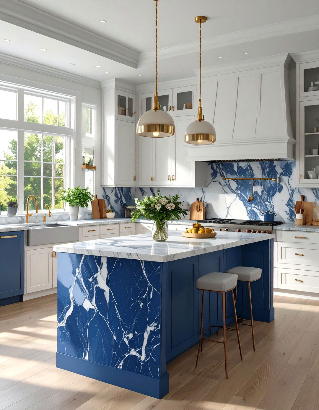Navy Blue Kitchen Island as a Focal Point - 30 blue kitchen cabinets ideas